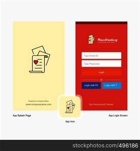 Company Documents Splash Screen and Login Page design with Logo template. Mobile Online Business Template