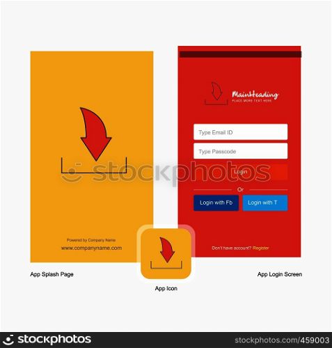 Company Downloading Splash Screen and Login Page design with Logo template. Mobile Online Business Template