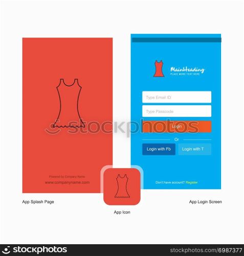 Company Dress Splash Screen and Login Page design with Logo template. Mobile Online Business Template