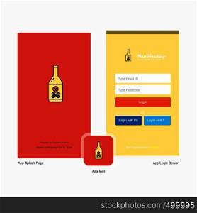 Company Drink bottle Splash Screen and Login Page design with Logo template. Mobile Online Business Template