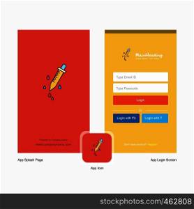 Company Dropper Splash Screen and Login Page design with Logo template. Mobile Online Business Template