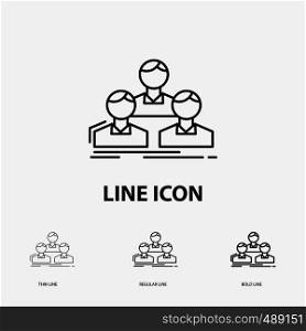 Company, employee, group, people, team Icon in Thin, Regular and Bold Line Style. Vector illustration. Vector EPS10 Abstract Template background
