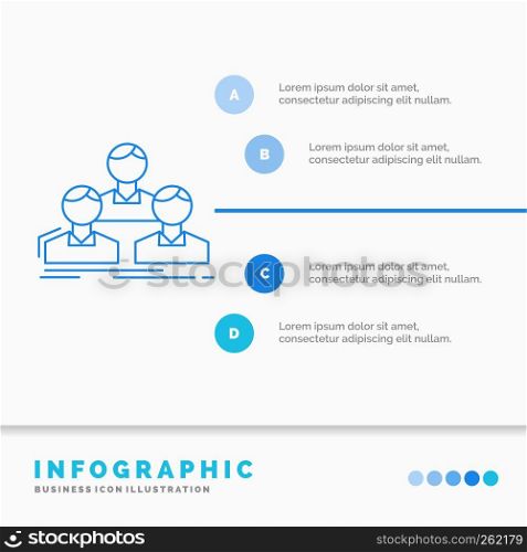 Company, employee, group, people, team Infographics Template for Website and Presentation. Line Blue icon infographic style vector illustration