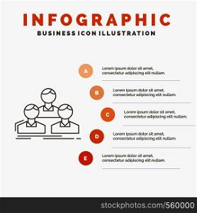 Company, employee, group, people, team Infographics Template for Website and Presentation. Line Gray icon with Orange infographic style vector illustration. Vector EPS10 Abstract Template background