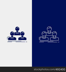 Company, employee, group, people, team Line and Glyph web Button in Blue color Vertical Banner for UI and UX, website or mobile application. Vector EPS10 Abstract Template background