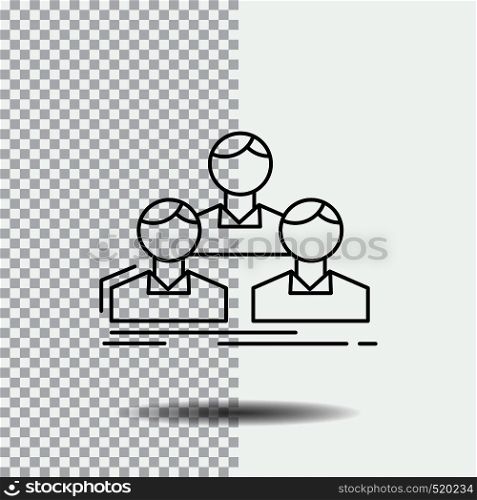 Company, employee, group, people, team Line Icon on Transparent Background. Black Icon Vector Illustration. Vector EPS10 Abstract Template background