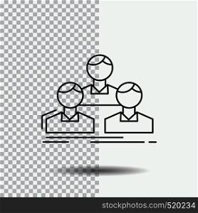 Company, employee, group, people, team Line Icon on Transparent Background. Black Icon Vector Illustration. Vector EPS10 Abstract Template background