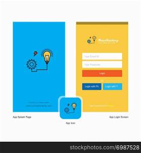 Company Energy power Splash Screen and Login Page design with Logo template. Mobile Online Business Template