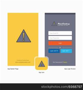 Company Error Splash Screen and Login Page design with Logo template. Mobile Online Business Template
