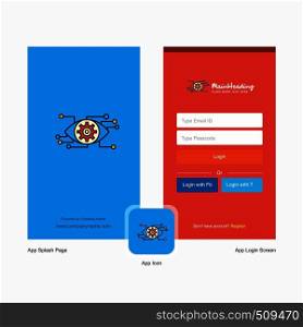 Company Eye setting Splash Screen and Login Page design with Logo template. Mobile Online Business Template