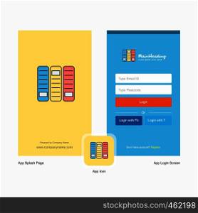 Company Files Splash Screen and Login Page design with Logo template. Mobile Online Business Template