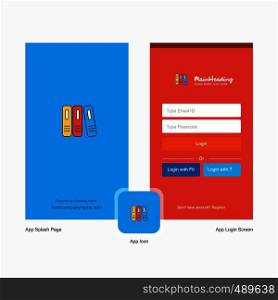 Company Files Splash Screen and Login Page design with Logo template. Mobile Online Business Template
