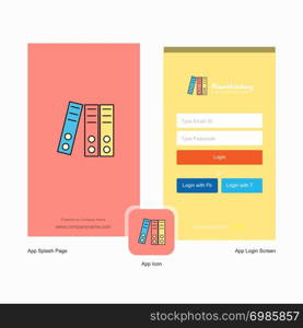 Company Files Splash Screen and Login Page design with Logo template. Mobile Online Business Template