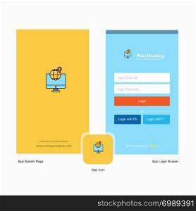 Company FInd location Splash Screen and Login Page design with Logo template. Mobile Online Business Template