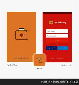 Company First aid box Splash Screen and Login Page design with Logo template. Mobile Online Business Template