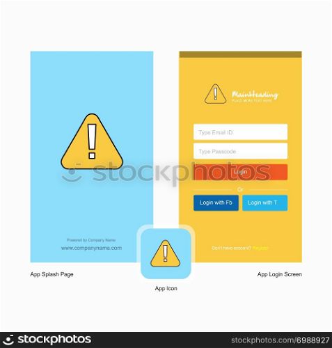 Company Folder Splash Screen and Login Page design with Logo template. Mobile Online Business Template