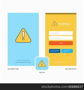 Company Folder Splash Screen and Login Page design with Logo template. Mobile Online Business Template