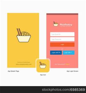 Company Food bowl Splash Screen and Login Page design with Logo template. Mobile Online Business Template