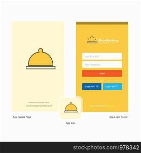 Company Food dish Splash Screen and Login Page design with Logo template. Mobile Online Business Template