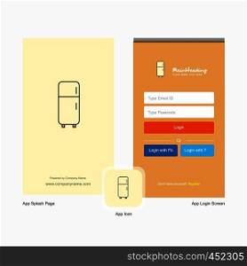Company Fridge Splash Screen and Login Page design with Logo template. Mobile Online Business Template
