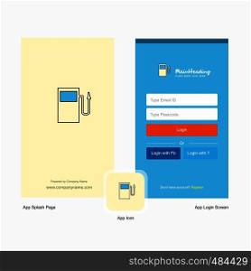 Company Fuel station Splash Screen and Login Page design with Logo template. Mobile Online Business Template