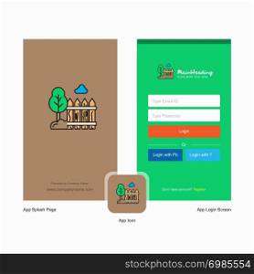 Company Garden Splash Screen and Login Page design with Logo template. Mobile Online Business Template