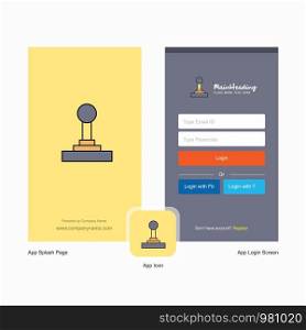Company Gear box Splash Screen and Login Page design with Logo template. Mobile Online Business Template
