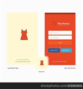 Company Girls skirt Splash Screen and Login Page design with Logo template. Mobile Online Business Template