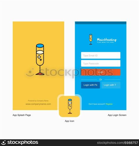 Company Glass Splash Screen and Login Page design with Logo template. Mobile Online Business Template