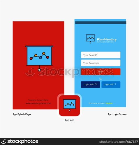 Company Graph chart Splash Screen and Login Page design with Logo template. Mobile Online Business Template