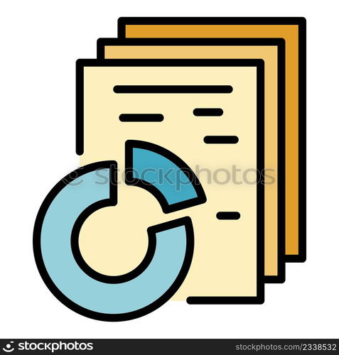 Company graph report icon. Outline company graph report vector icon color flat isolated. Company graph report icon color outline vector