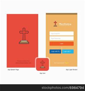Company Grave Splash Screen and Login Page design with Logo template. Mobile Online Business Template