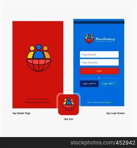 Company Group avatar Splash Screen and Login Page design with Logo template. Mobile Online Business Template