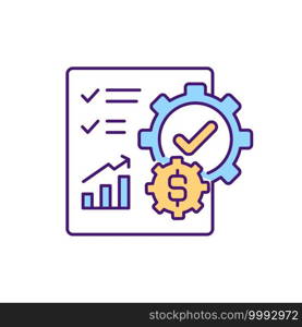 Company growing contract RGB color icon. Creating collaboration for upgrading working flow. Managing all agreements to match all requirements. Discussing all needs. Isolated vector illustration. Company growing contract RGB color icon