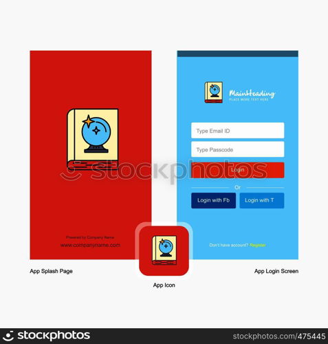 Company Halloween book Splash Screen and Login Page design with Logo template. Mobile Online Business Template