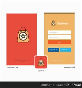 Company Halloween shopping bag Splash Screen and Login Page design with Logo template. Mobile Online Business Template