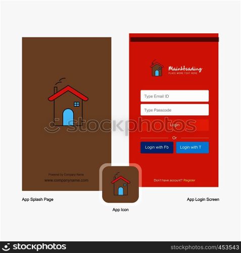 Company Home Splash Screen and Login Page design with Logo template. Mobile Online Business Template
