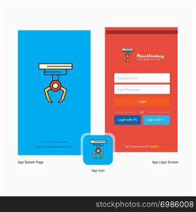 Company Hook Splash Screen and Login Page design with Logo template. Mobile Online Business Template