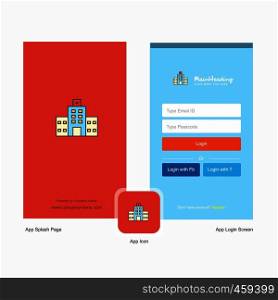 Company Hospital Splash Screen and Login Page design with Logo template. Mobile Online Business Template