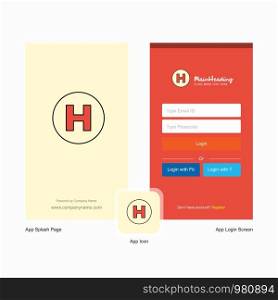 Company Hospital Splash Screen and Login Page design with Logo template. Mobile Online Business Template