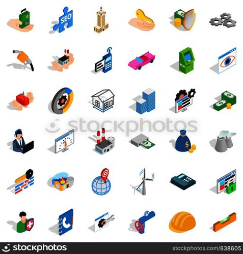 Company icons set. Isometric style of 36 company vector icons for web isolated on white background. Company icons set, isometric style