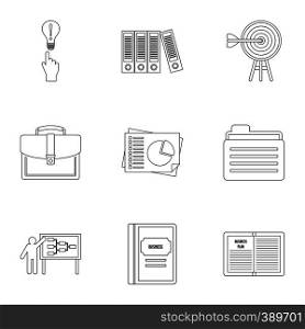 Company icons set. Outline illustration of 9 company vector icons for web. Company icons set, outline style