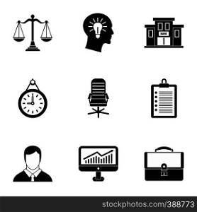 Company icons set. Simple illustration of 9 company vector icons for web. Company icons set, simple style