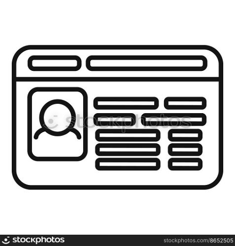 Company id card icon outline vector. Office tag. Personal web. Company id card icon outline vector. Office tag