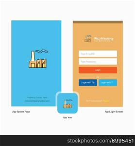 Company Industry Splash Screen and Login Page design with Logo template. Mobile Online Business Template