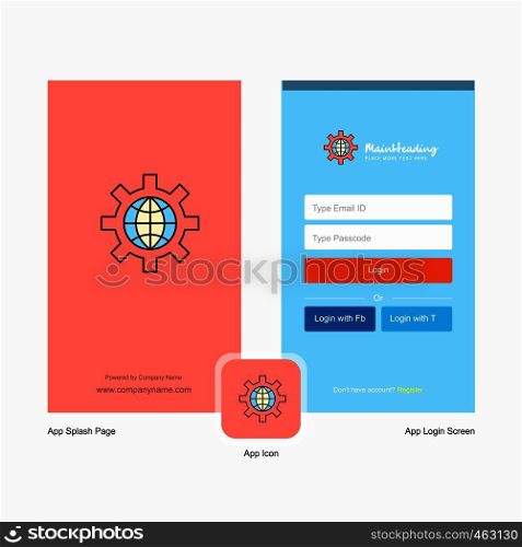 Company Internet setting Splash Screen and Login Page design with Logo template. Mobile Online Business Template