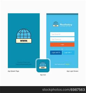Company Internet Splash Screen and Login Page design with Logo template. Mobile Online Business Template
