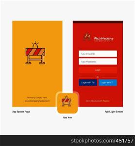 Company Labour board Splash Screen and Login Page design with Logo template. Mobile Online Business Template