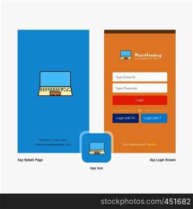 Company Laptop Splash Screen and Login Page design with Logo template. Mobile Online Business Template