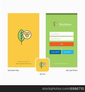 Company Leaf Splash Screen and Login Page design with Logo template. Mobile Online Business Template